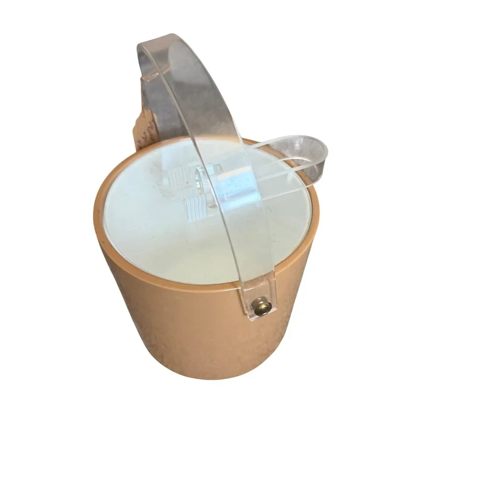 Vintage Sigma the Tastesetter Ice Bucket Tan Vinyl with Acrylic Handle & Tongs
